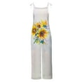thumbnail image 4 of Overalls for Women Casual Loose Fit Adjustable Strap Flower Graphic Printed Wide Leg Jumpsuits Clothes (XL, Yellow), 4 of 5