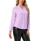 thumbnail image 4 of Camisa de manga larga con cuello alto Allegra K para mujer con estrellas metálicas en color púrpura claro, 4 of 5