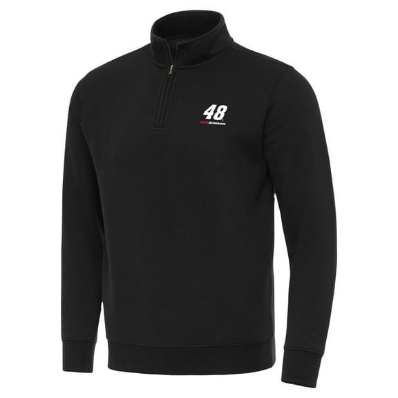 Men's-Antigua Black Alex Bowman Victory Quarter-Zip Sweatshirt