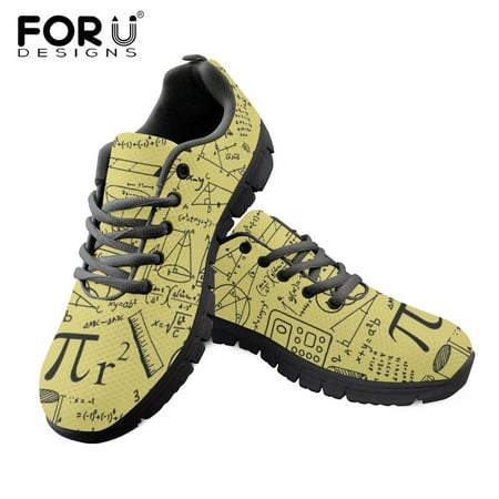 

Women Wear-resistant Sneakers Colorful Math Formula Pattern Lace-up Shoes Ladies Breathable Air Mesh Shoes Spring