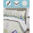 thumbnail image 3 of Quilt King Size Bedding Set, Blue Hydrangea Flower Reversible Summer Quilt 3 Pieces, Farmhouse Country Floral Leaf Beige Lightweight Bedspreads Coverlets with 2 Pillow Shams for All Seasons, 3 of 5
