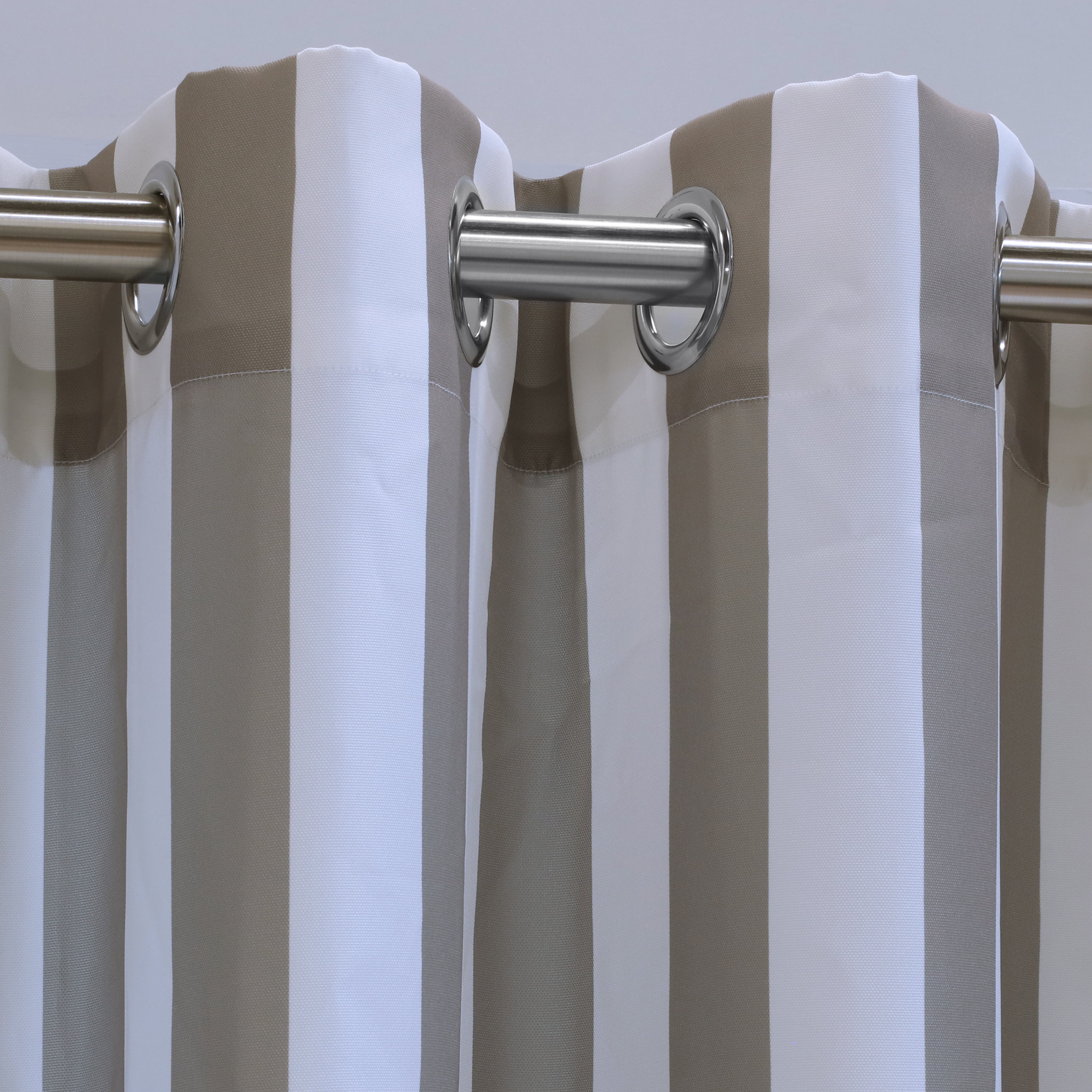 Corsica Stripe Indoor/Outdoor Curtain Panel 50" x 108" in Taupe