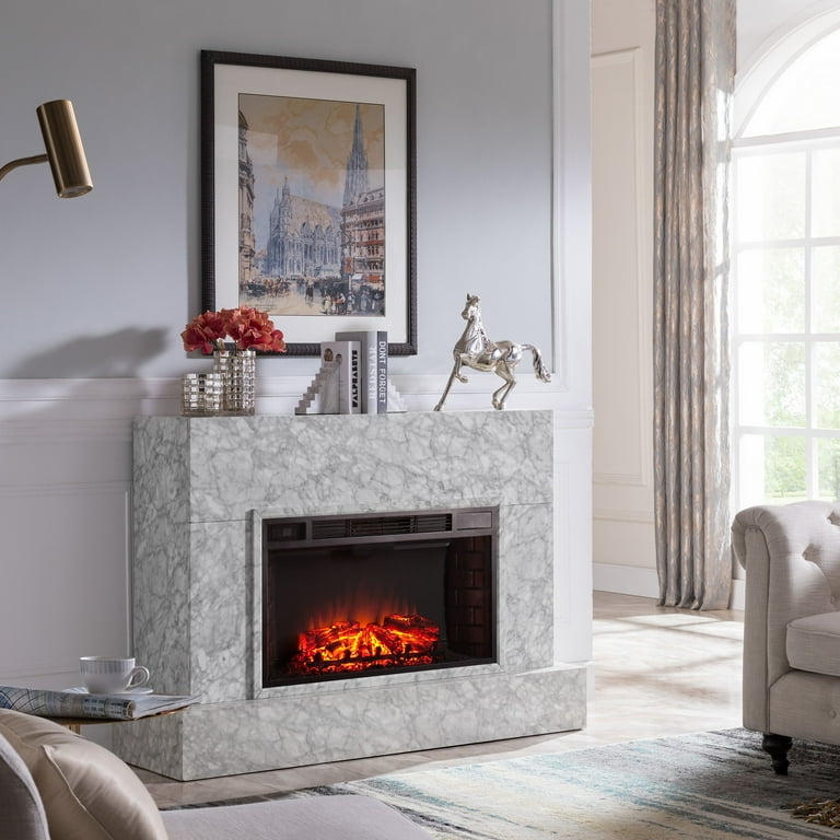 Stone electric sale fireplace tv stand