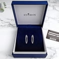 thumbnail image 4 of 14K Solid White Gold Diamond Oval Medium Hoop Earrings, 4 of 5