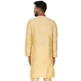 thumbnail image 4 of SKAVIJ Men's Tunic Art Silk Long Shirt Embroidered Casual Crew Neck Kurta (x-Large, Beige), 4 of 5