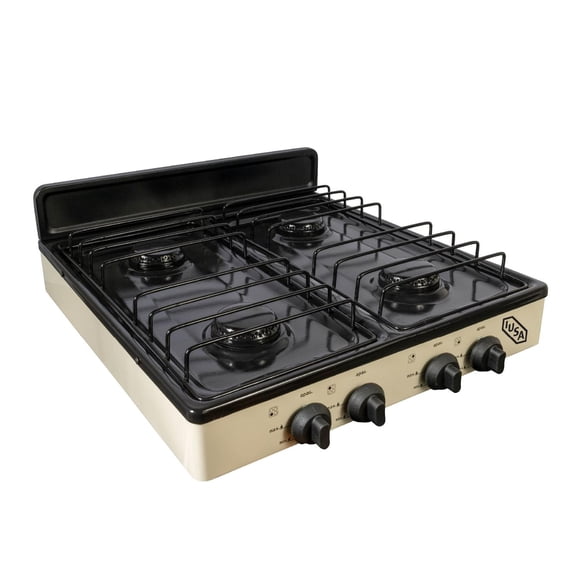 Parrilla de Gas LP IUSA 4 Quemadores Reacondicionada Avena Cubierta Porcelanizada