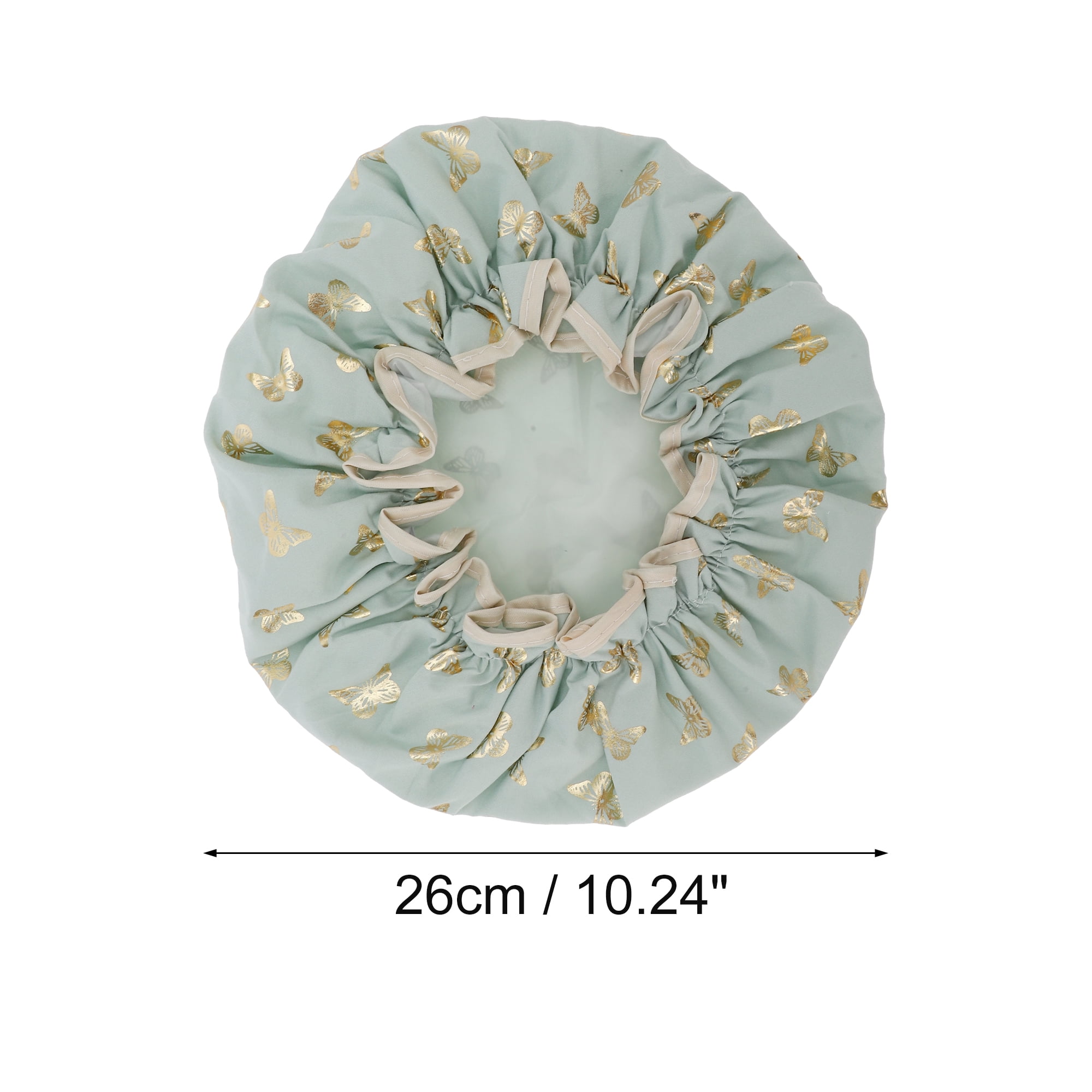 Unique Bargains 3 Pcs Women's Gold Butterfly Shower Cap for Bathroom Green