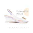 thumbnail image 3 of BLISSFUL STEP Rhinestone Clear Wedge Heel Sandals for Women Silver 7, 3 of 6