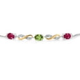 thumbnail image 2 of Gem Stone King 1.73 Ct Oval Red Ruby Green Peridot 925 Silver and 10K Yellow Gold Lab Grown Diamond Adjustable Infinity Bracelet for Women Mother's Mom Wife Her, 2 of 3