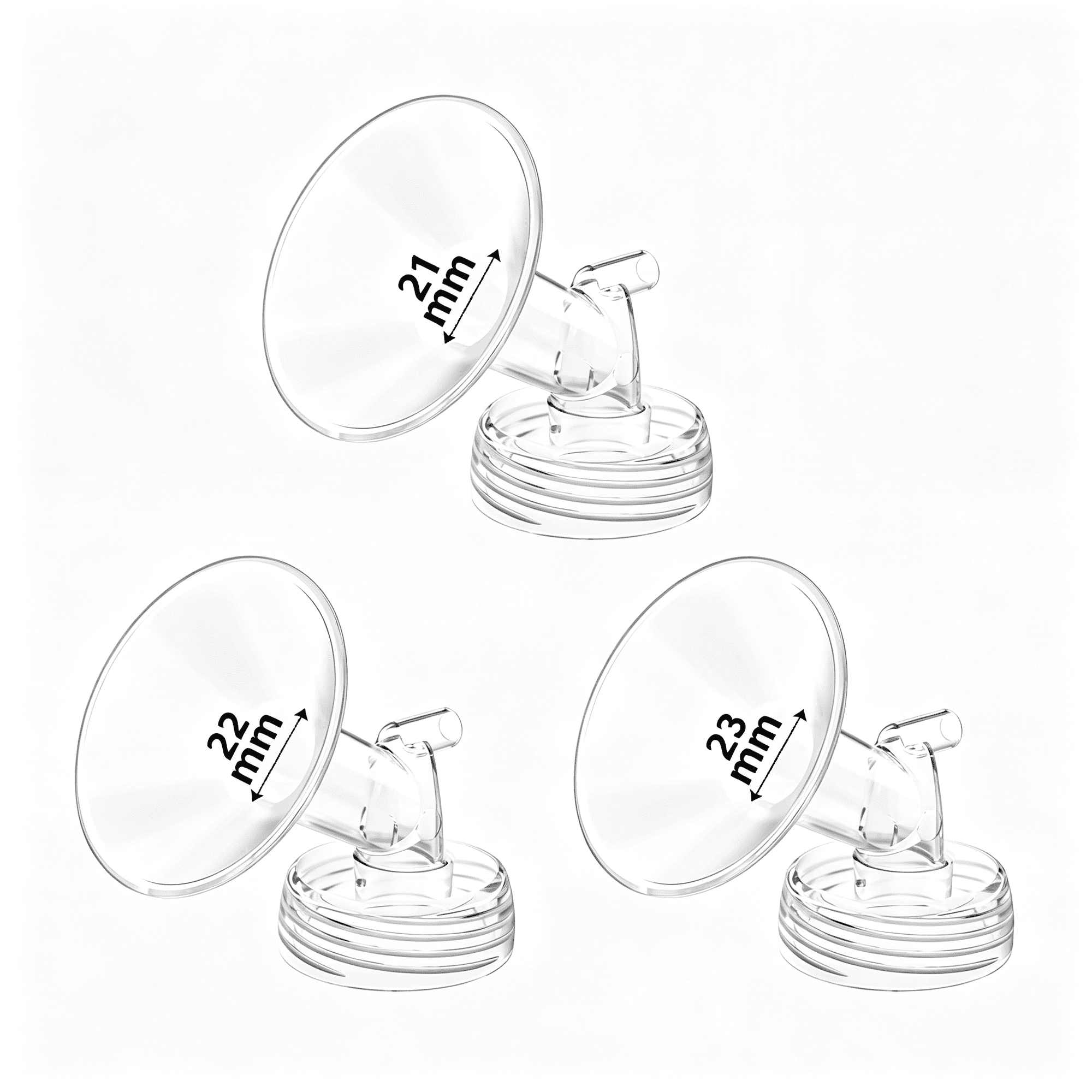 XIRQI 3Pcs 21/22/23Mm Flanges Pump Part Compatible with S2 S1 9 Plus Synergy Gold/Ameda Mya/Motif Luna/Cimilre Breast Pumps, Replacement to Pump Accessories Flange Shield