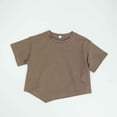 thumbnail image 2 of Kids Irregular Hem T Shirts Solid Loose Fit Short Sleeve Casual Tops 1-7Y, 2 of 6