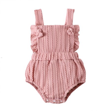 

Inevnen Baby Girls Romper Solid Color Sleeveless Backless Sling Snap Closure Jumpsuits