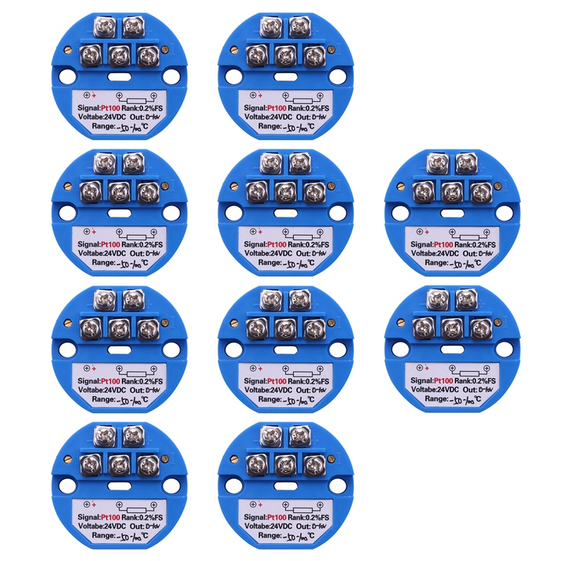 PT100 RTD Temperature Sensor Transmitter 0-10V Range from 0°C to 50°C