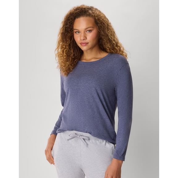 Hanes Originals Tri-Blend Women's Long Sleeve T-Shirt, Relaxed Fit Athletic Navy Heather XS