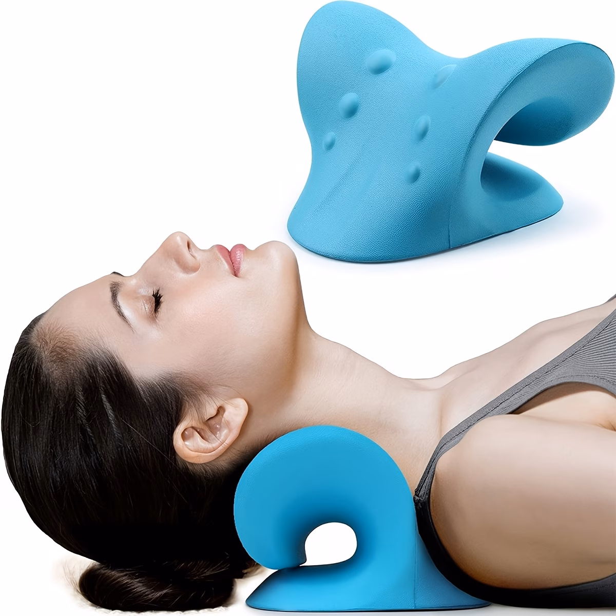 Blue C-Shape Neck Pillow Multifunctional Home Support for Shoulder and Neck Made of EVA Material Comfortable Rest