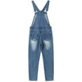 thumbnail image 2 of KIDSCOOL SPACE Big Girls Jeans Overalls,3 Buttons Ripped Elastic Band Inside Denim Jumpuit,Blue,9-10 Years, 2 of 7