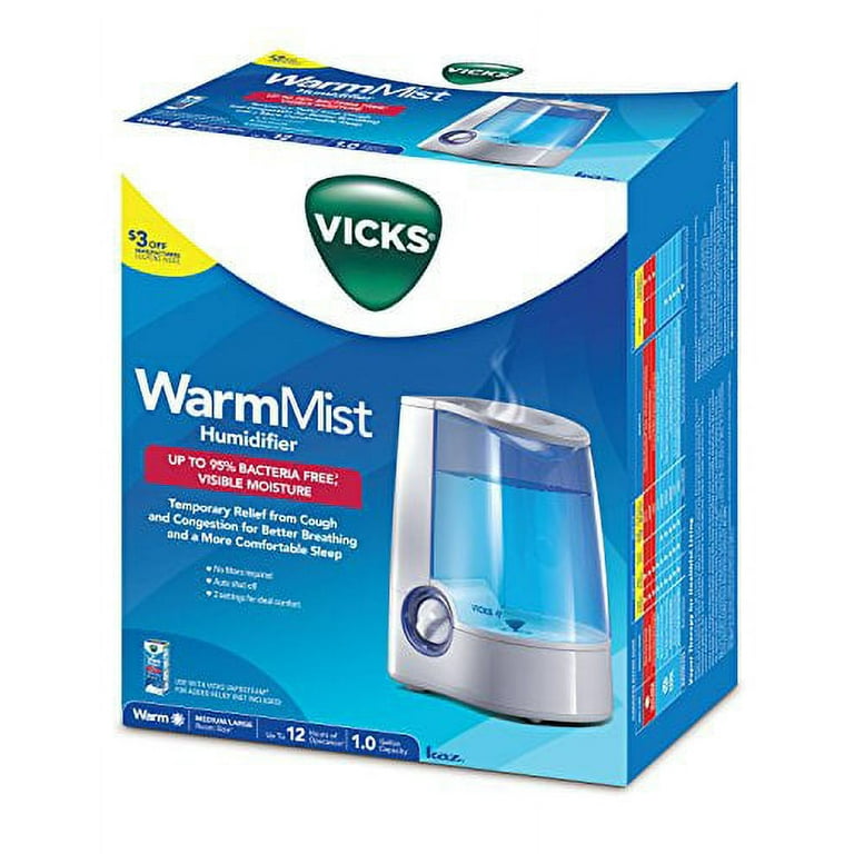 Vicks V745 A Warm Mist Humidifier White 1 Gallon Medium 12 Hours