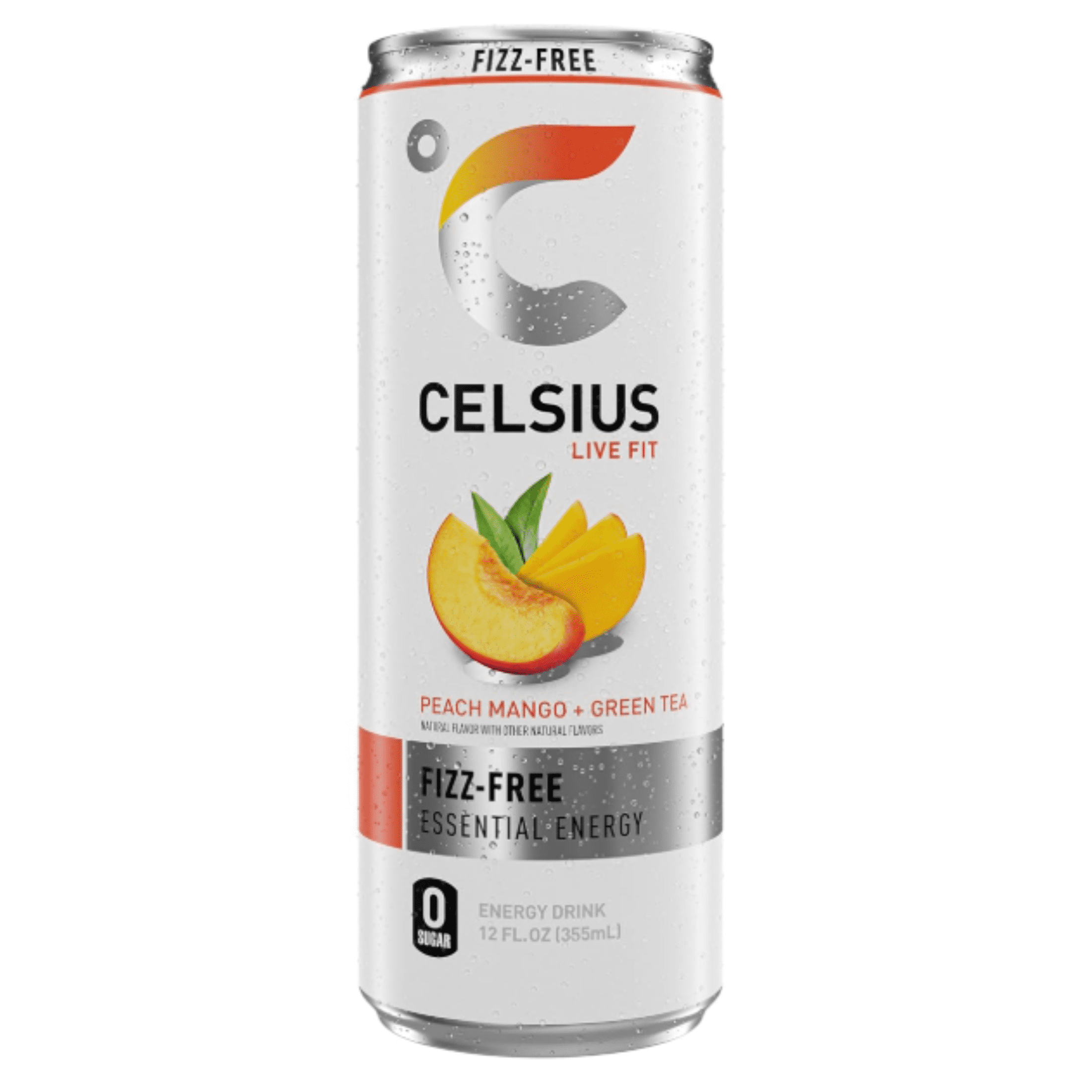 (5 pack) Celsius Essential Energy Drink 12 fl oz, Peach Mango Green Tea