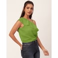 thumbnail image 3 of Moomaya Solid One Shoulder Ruffled Tops, Sleeveless Casual Summer Crop Top, 3 of 8