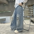 thumbnail image 3 of OSOLU Boys Jeans Straight Leg Casual Long Distressed Denim Pants Solid Color with Pocket Daily Wear Holiday Vibrant Trousers, 3 of 9