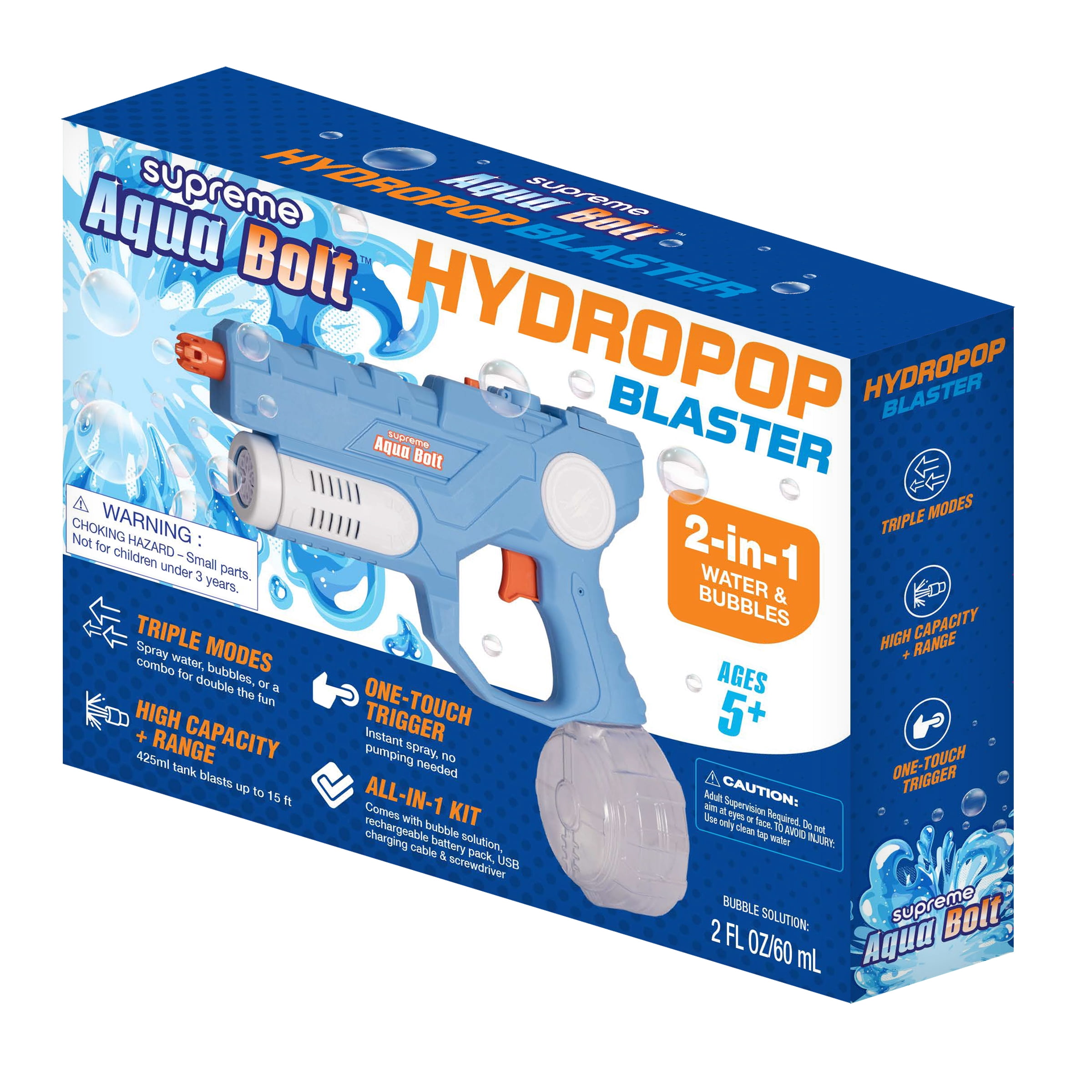 ☆doll 　AQUA DE AIR AQUA DE AIR Aqua Bolt HydroPop Blaster 2-in-1 Bubble & Water Blaster with