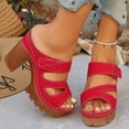 thumbnail image 2 of Slides for Women Comfy Orthopedic Heeled Sandals Peep Toe Hook and Loop Slip on Backless Heels Platform Lug Sole Pumps Shoes Red Size 7, 2 of 6