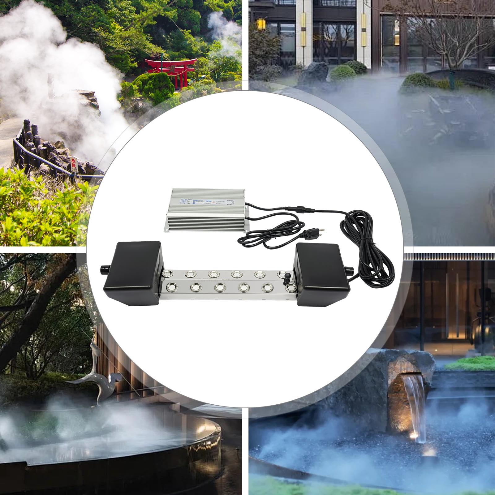 Peakora 12 Head Ultrasonic Mist Maker Fogger Stainless Steel Pond Mister Atomizer Fogger Humidifier Ip67 Aluminum Waterproof Power-Off Protection Use for Aquarium Rockery