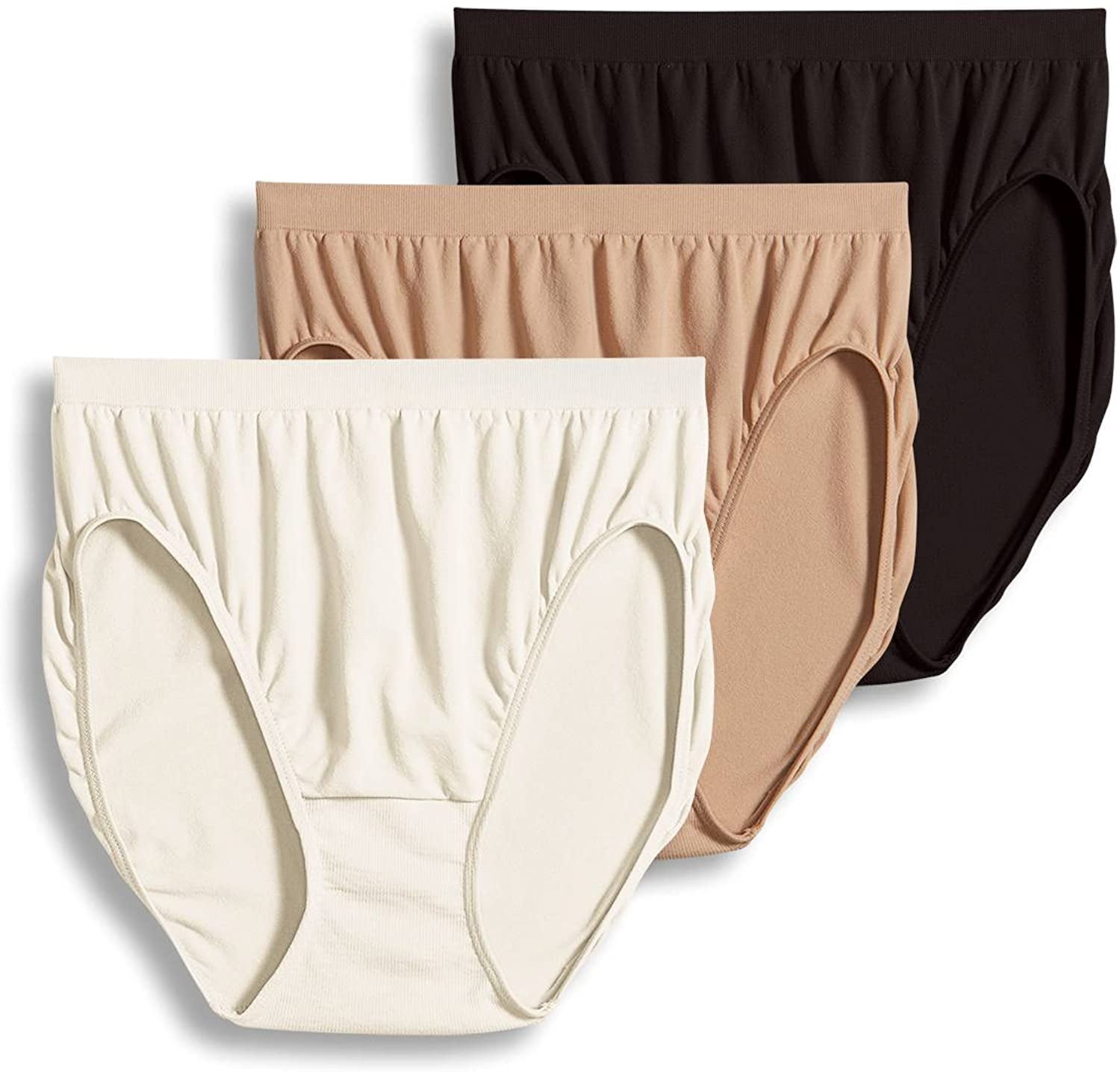 Jockey For Her Comfies 3pk. HiCut Panties 3326 IVORY/BLACK/WHITE 8