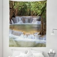 thumbnail image 1 of Thailand Tapestry, Rainforest Waterfalls in Kanchanaburi Thailand Summer Travel Exotic Lands, Fabric Wall Hanging Decor for Bedroom Living Room Dorm, 5 Sizes, Green Brown Grey, by Ambesonne, 1 of 1