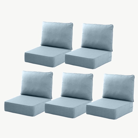 Joyofarm 24" x 22" x 6" Outdoor Chair Cushions for Patio Furniture, Deep Seat and High Back for Patio Rocking Dining Chair and Couch, Baby Blue (Set of 5)