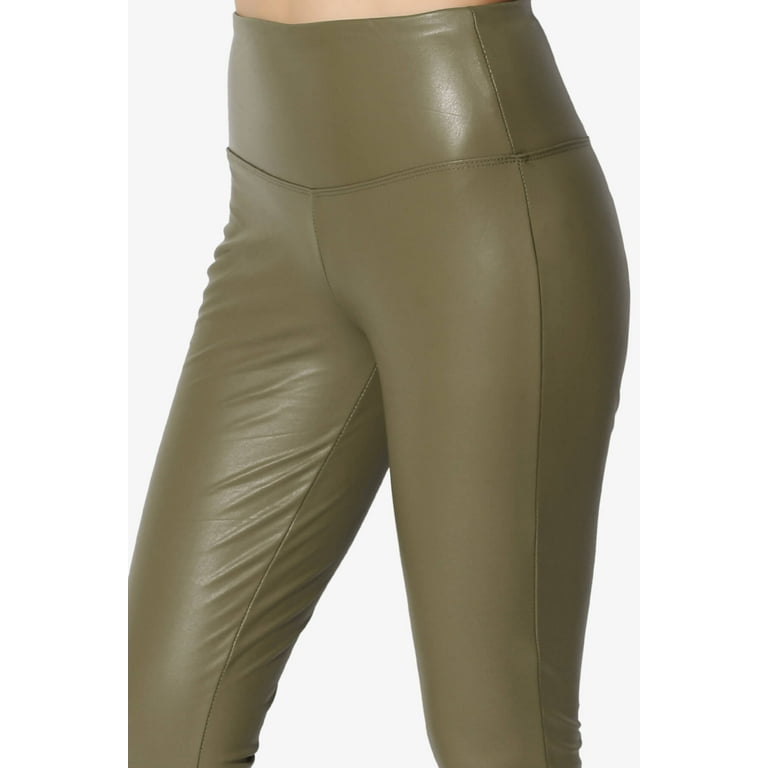 A2Y Women's Ultra Stretch Moto Skinny Zipper Detail Leggings Pants Olive M  