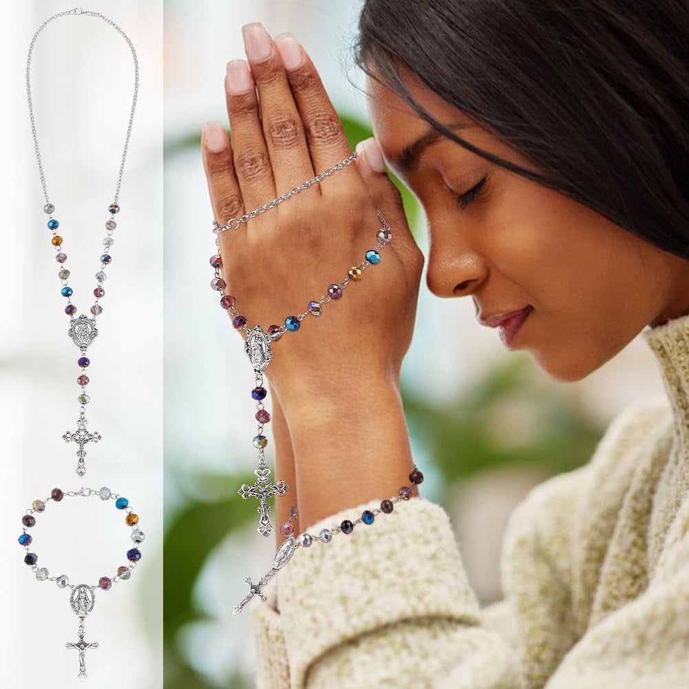 PH 737pcs Rosary Jewelry Making Kit Prayer Making Supplies Necklace Set Glass Beads Charms Pendants for Easter Ramadan Bracelet Earring Necklace Jewelry Making Multi-color