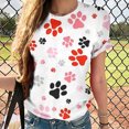 thumbnail image 2 of Plebaso T-Shirts Imprimés pour Femmes Col Rond Dégradé Manches Courtes Mode Ample T-Shirts pour Femmes, 2 of 4