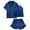 Deep Blue, variant on Aideaone Girls Silk Pajama Sets 3pcs Button Down Kids Satin Pjs set Short Sleeve Sleepwear 6-13 Years