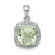 925 Sterling Silver Rhodium Green Quartz and Diamant Carré Pendentif en Forme de – image 1 sur 2