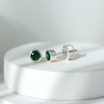 thumbnail image 4 of Rosec Jewels Round Shape Created Emerald Solitaire Stud Earrings in Bezel Setting, 925 Sterling Silver, 4 of 7