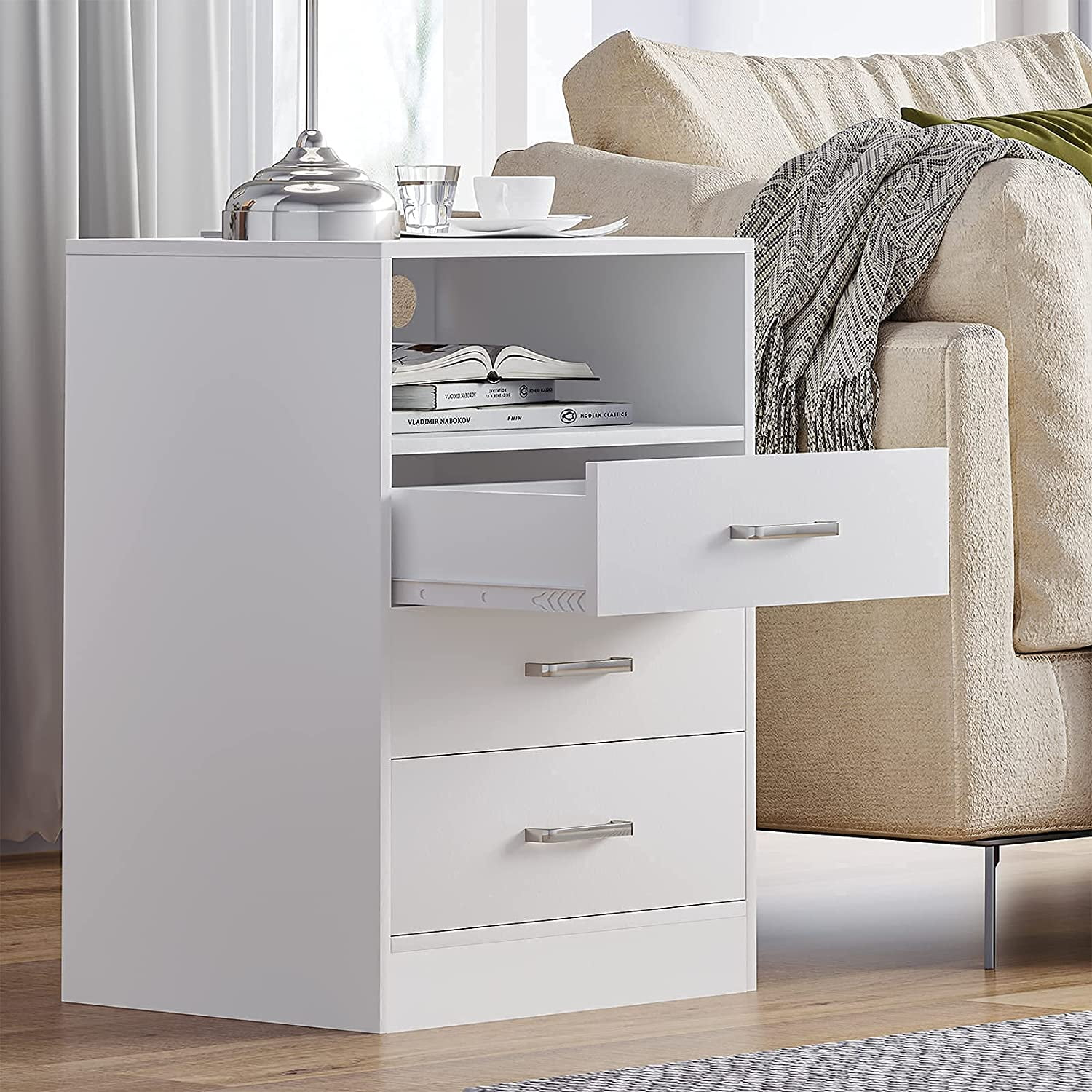 Sorbus Nightstand with 3 Drawers - Bedside Furniture & Accent 