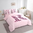 thumbnail image 2 of Catabedysis Fashion Cheetah Pattern 7-Piece King Bedding,Pink Bows Monogrammed R Design King Bed in a Bag,Pink Reversible For Girls, 2 of 7