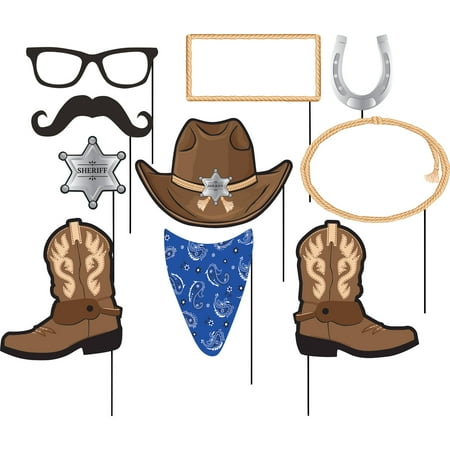 Blue Bandana Cowboy Photo Booth Props, 10pk