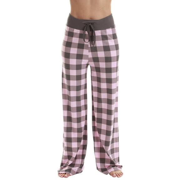 Just Love Women Buffalo Plaid Pajama Pants Sleepwear (Pink Charcoal Buffalo Plaid, Medium)