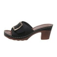 thumbnail image 5 of FRSASU Women's metal buckle Open Toe Heels Sandals Low Block Chunky Heeled Sandal Slip on Mules Comfortable Casual Dress Pumps Shoes Black, 5 of 6