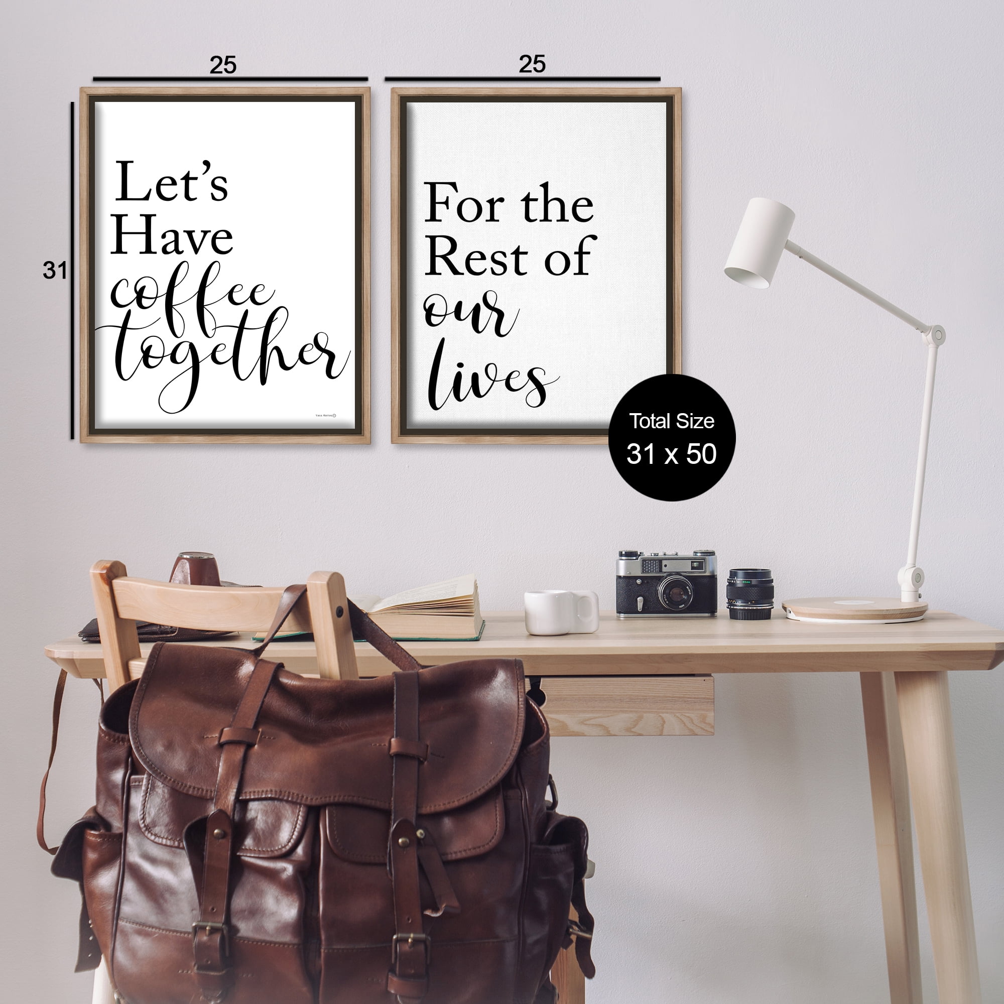 Stupell Industries Romantic Coffee Together Food & Beverage Painting Brown Floater Framed Canvas Art Print Wall Art, 31 x 25, Set of 2