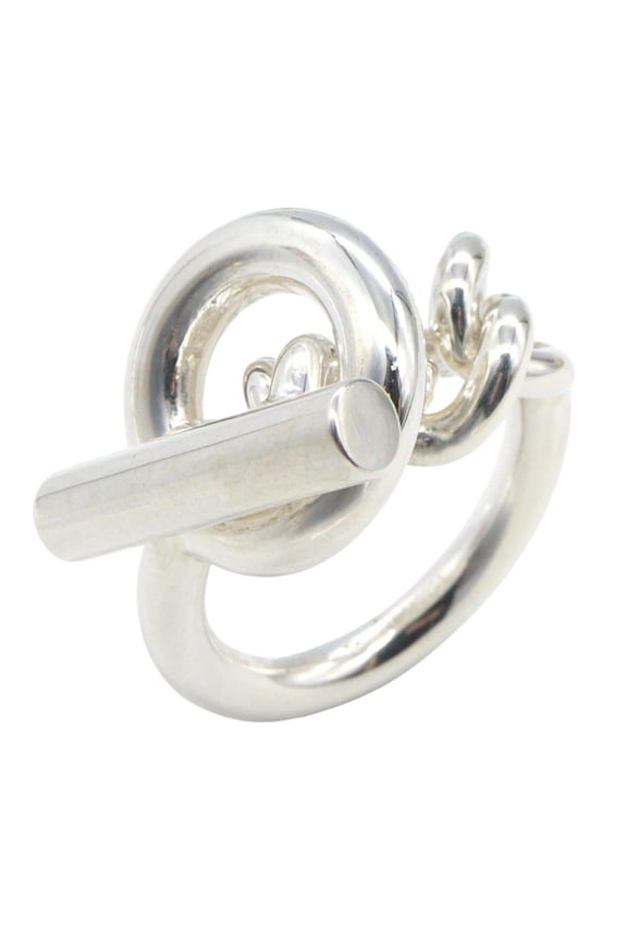 Pre-Owned Hermes Herms Croisette Ring GM, 925 Sterling Silver, Men's/Women's, H104587B 00048