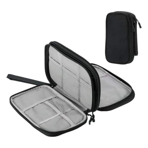 Uxcell Electronic Organizer Case Travel Cable Bag Double Layer Waterproof Case for Cable,Black 210x125x60mm