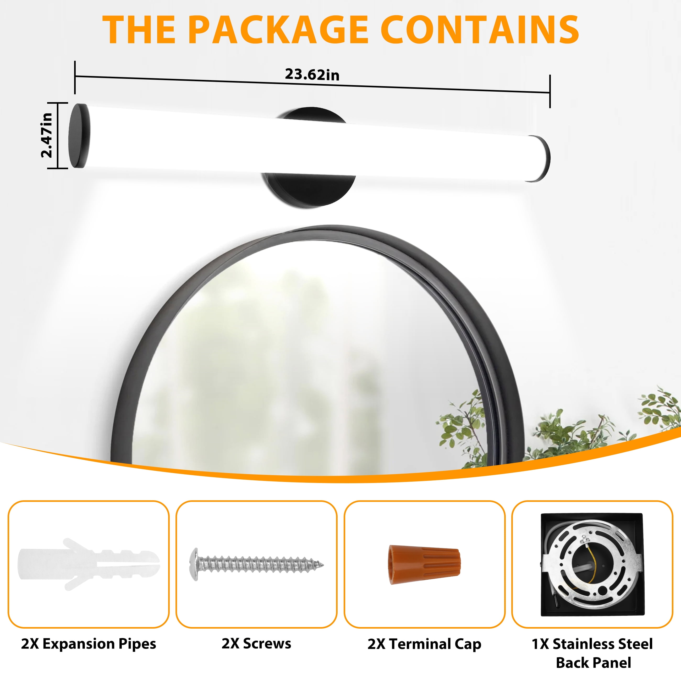 Beaquicy LED Bar Mirror Light Wall Mounted Vanity Black Wall Sconce Lights for Bathroom Mirror