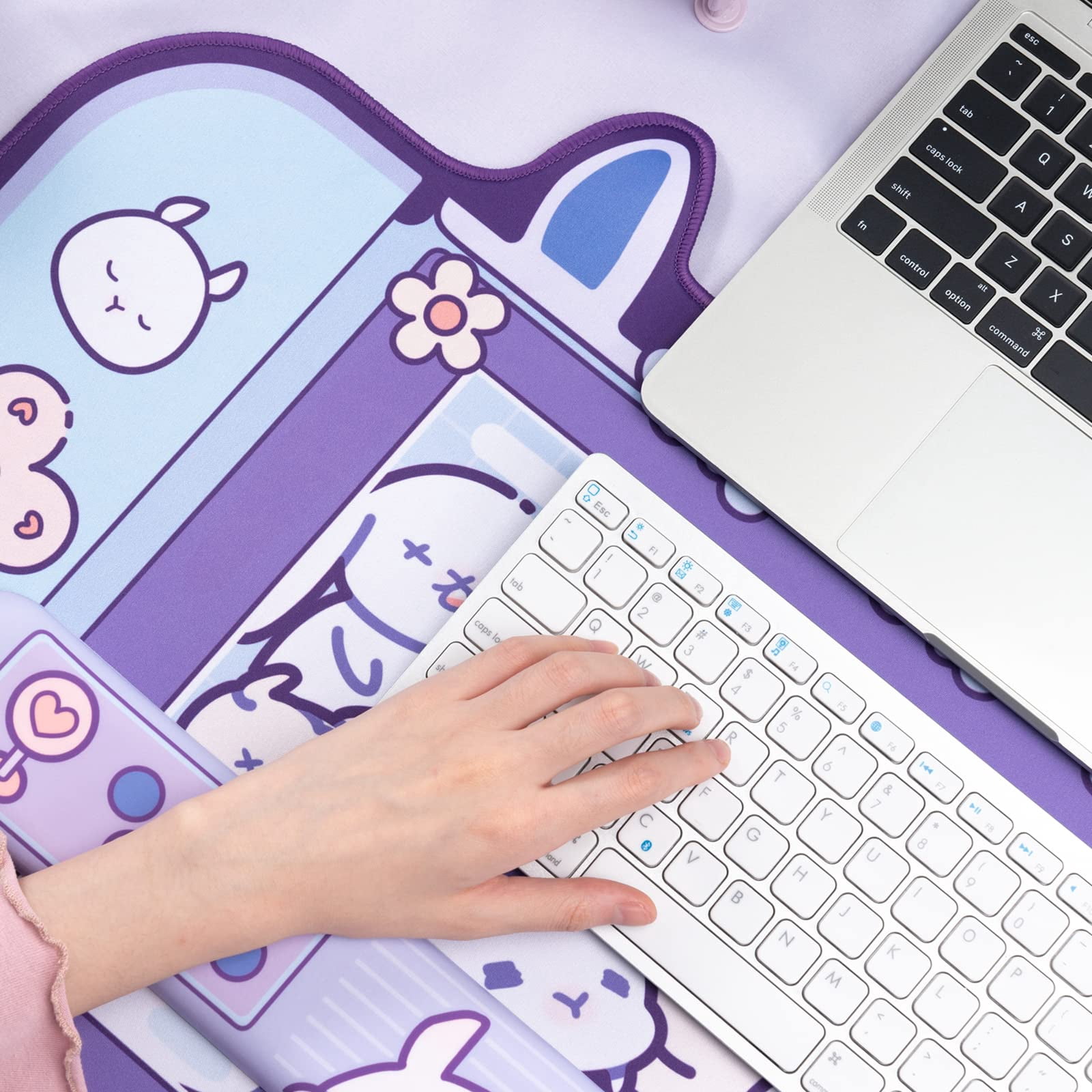 GeekShare Cute Bunny Mouse Pad Non-Slip Rubber Desk Mat for Keyboard and Mouse for Gaming,Working