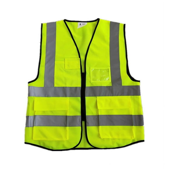 Vest Reflective, High Visibility Vest with Pockets and Zipper, Construction Work Vest Yellow