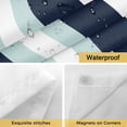 thumbnail image 5 of No Hook Shower Curtain with Snap in Liner, Navy Blue Turquoise Stripes Waterproof Fabric Bathroom Curtain Mesh Top Window, Modern Minimalist Art Shower Curtains 72x84in, 5 of 9