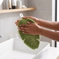 thumbnail image 4 of Cute Leaf Shaped Hanging Hand Towel, Absorbent Soft Plush Fingertip Towel with Hanging Loop, Decorative Plant Hand Towel, for Kitchen, Bathroom and Living Room, 4 of 6