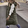 thumbnail image 4 of Dealovy Long Puffer Vests Women Plus Size Quilted Hooded Jackets Zip up Sleeveless Outerwear Long Coat, 4 of 6